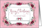 Christmas Special Couple Poinsettias Pink and Burgundy Flowers card