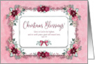 Christmas Blessings Christian Poinsettias Pink and Burgundy Flowers card