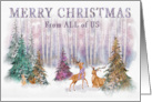 Christmas From All of Us Deers and Wildlife by Faux Glitter Trees card