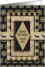 Happy Birthday TOUGH GUY Shades of Brown Plaid Patterns card