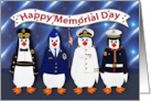 Memorial Day Fun Penguins Dressed Uniforms Army Air Force Navy Marines card