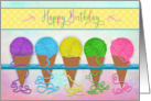 Birthday Colorful Yarn Ice Cream Cones for Crafters card