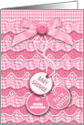 Baby Shower Invitation Dainty Pink Ruffles Buttons Bows Name Insert card