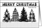 Christmas From All of Us Black and White Plaid Trees card