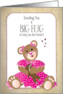 Get Well for Kids Girl Teddy Bear Pink Dress Sending Big Hug card