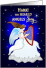 Hark the Hearld Angels Sing Christmas Angel Ornate Dress Harp KJV card