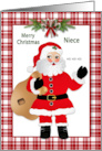 Christmas Niece Santa Claus Bag of Toys Red Plaid card