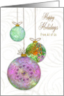 Happy Holidays From All US Business Christmas Fancy Ornate Ornaments card