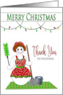 Christmas Thank Your Business Cleaning Snow Lady Mop and Duster card