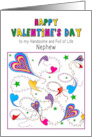 Valentines Day String of abstract Colorful Hearts for Nephew card