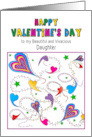 Valentines Day String of abstract Colorful Hearts for Daughter card