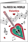 Valentines Day You Rock My World Heart Guitar and Music Notes card