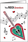 Valentine Grandson Heart Guitar Music Notes You Rock card