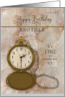 Birthday Brother Vintage Pocket Faux Gold Watch and Chain card