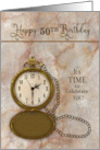 Birthday 50th Vintage Pocket Faux Gold Watch and Chain card