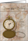 Birthday 80th Vintage Pocket Faux Gold Watch and Chain card