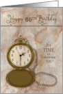 Birthday 60th Vintage Pocket Faux Gold Watch and Chain card