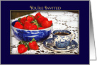 You’re Invited, Vintage Flow Blue Dish filled with Strawberries card