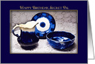 Birthday, Secret Pal, Antique Flow Blue Dishes card