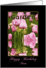 Birthday, Mother, Garden of Pink Tulips with Reflections in Water card