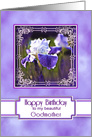 Birthday, Godmother, Elegant Purple and White Iris in Fancy Frame card