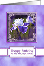 Birthday Friend, Purple Iris in Fancy Frame card
