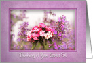 Thinking of you, Secret Pal, Pink & lavender flower garden, 3D affect card