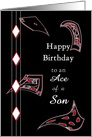 Birthday, Son, Abstract Floating Playing Cards, Ace of a Son card