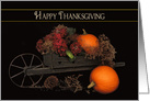 Thanksgiving,Cart with Dried Flowers and Pumpkins card