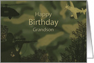 Grandson’s Birthday in Green Camouflage Military Theme card