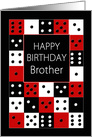Birthday Brother, Red and Black Dominoes card