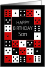 Birthday Son, Red and Black Domineoes card