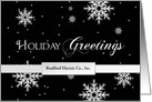 Holiday Greetings, Business, Snowflakes on Black, Name Insert card