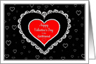 Valentine’s Day, Girlfriend, Red Heart with Beaded and Lace Trim card