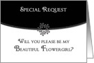 Bridal Party Invitation/Request Flowergirl - Black/White Envelope card