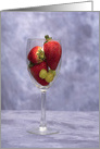 Strawberry Fruit Cocktail, Fresh Fruit in Wine Glass, Healthy Concept card