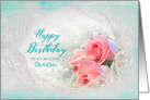 Birthday Grandma, Dreamy and Delicate Pink Roses in Fancy Frame card