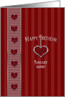 Birthstone, January, Garnet, Hanging Heart with Faux Jewels card