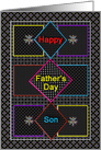 Father’s Day, Son, Abstract Squares in Neon Color Borders card