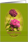 Birthday, 95th, Pink Peony Flowers within Green Oval Frame card
