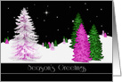 Christmas , Season’s Greetings,Business, Colorful Trees in Night Scene card