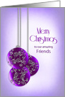 Christmas, Friends, Three Purple Ornate Christmas Ornaments, Hanging card