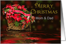 Christmas,Mom and Dad, Christmas Sleigh Basket of Pointsettas card