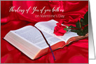 Valentine’s Day,Thinking of you Both, Open Bible with Red Rose card