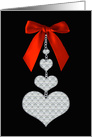 Valentine’s Day, Mom, Red Ribbow with Faux Diamond Heart card