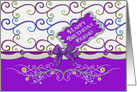 Birthday, Friend, Feminine Purple Designs, Swirls and Flowers card