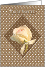 Invitation, Multi-Purpose, Delicate Rose on Brown with Polka Dots card