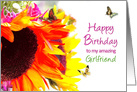 Birthday, Girlfriend, Bright Vivid Sunflowers ad Butterflies card