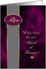 Maid of Honor - Bridal Party Invitation - Purple - Diamonds (Faux) - Gold (faux) card