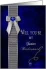 JUNIOR Bridesmaid - Bridal Party Invitation - Dark Blue/Navy - Diamonds (Faux) - Gold (faux) card